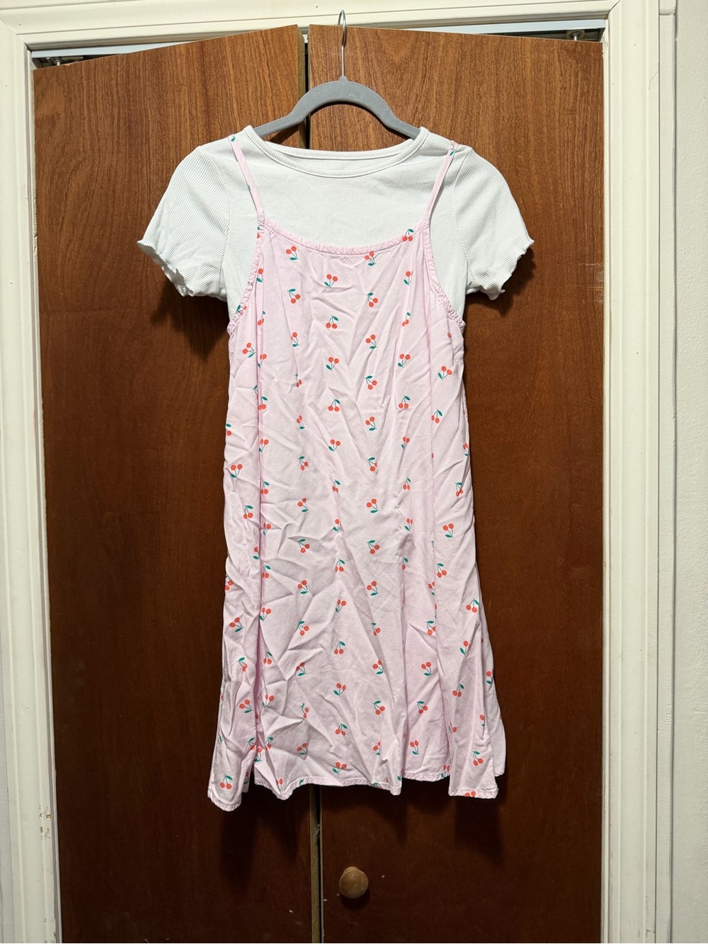 Cat & Jack Pink Cherry-Print Layered Dress with White Tee